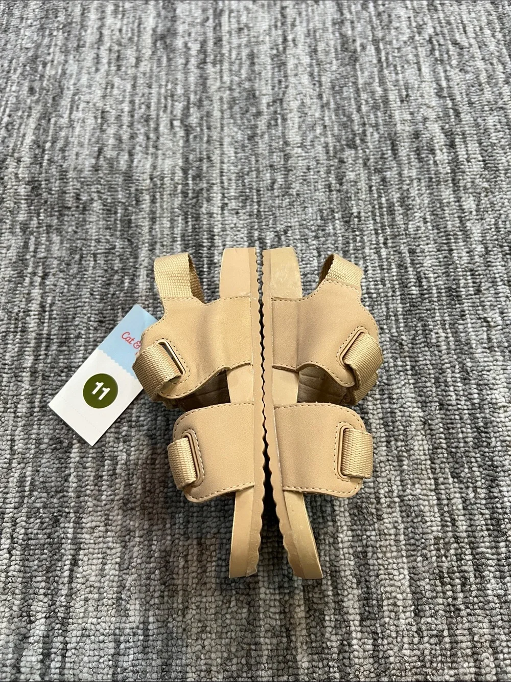Cat & Jack Beige Hook-and-Loop Kids Sandals Size 11